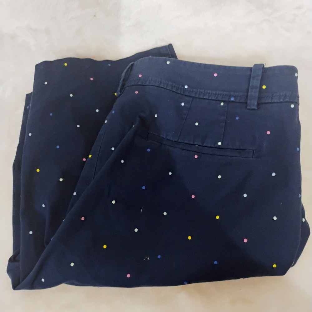 Talbots Perfect Short Navy Blue Multicolored Polka Dot Womens 12 Chino Shorts Y
